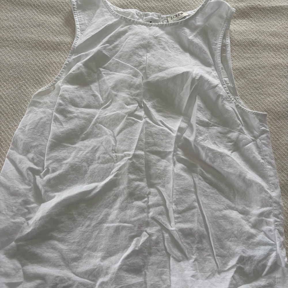 J. Crew Crisp White Linen Blouse